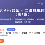 系统0day安全 - 二进制漏洞攻防（第1期）