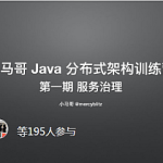 小马哥Java 训练营第一期 Java 分布式架构 – 服务治理，价值2999